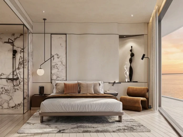 Luxury 1 bedroom interior design 40.50 sqm with ocean view at Soondri Wongamat beachfront condo Pattaya