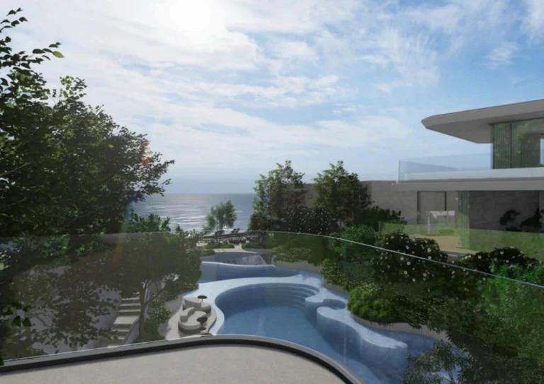 Private Beach Club oceanfront lagoon swimming pool at Soondri Wongamat luxury condo Pattaya