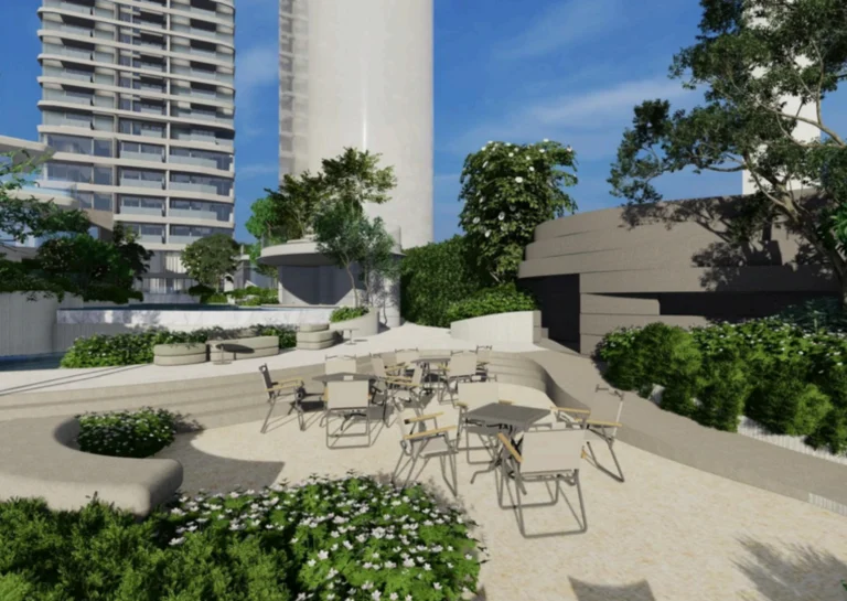 Private Beach Club oceanfront lagoon swimming pool at Soondri Wongamat luxury condo Pattaya