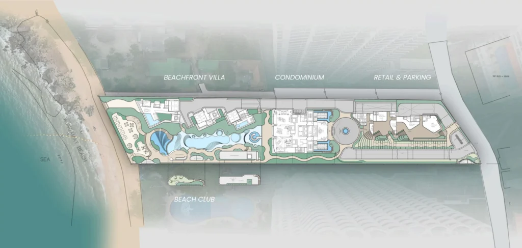 Overall site master plan layout of Soondri Wongamat beachfront project on Wongamat Beach Na Kluea Pattaya