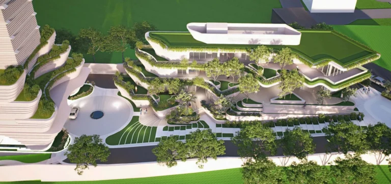4-storey commercial retail podium and terraced gardens at Soondri Wongamat luxury project Na Kluea Pattaya