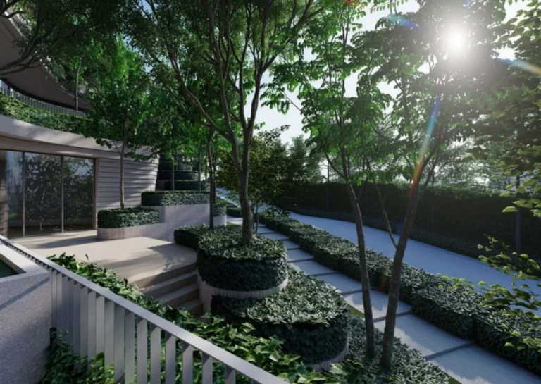 Private Beach Club oceanfront lagoon swimming pool at Soondri Wongamat luxury condo Pattaya